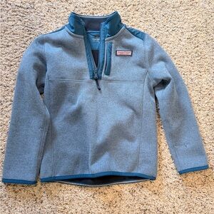 Vineyard Vines Kids Teal and Gray Quarter-Zip Sweatshirt